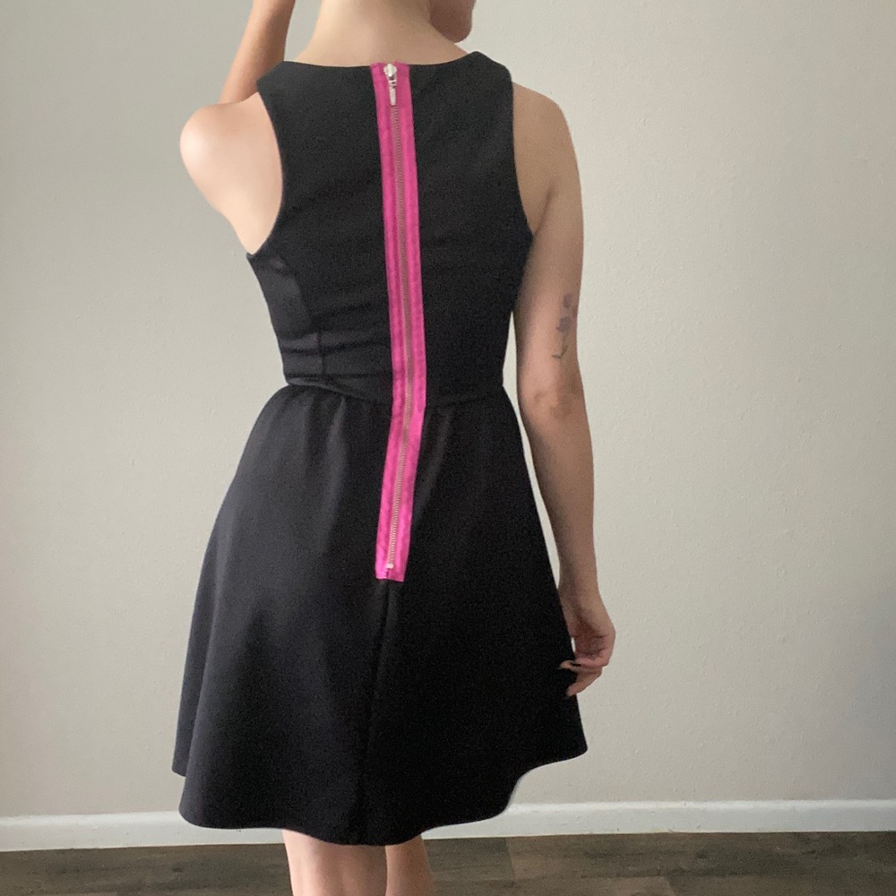 Black Scuba Dress with Exposed Zipper Size XS